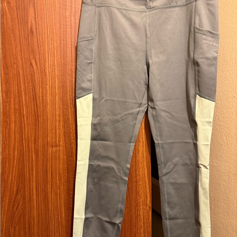 Peace Love World Gray and Cream Leggings